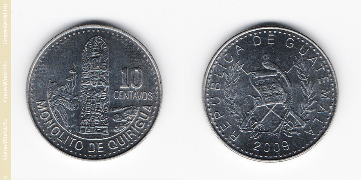 10 centavos  2009, Guatemala