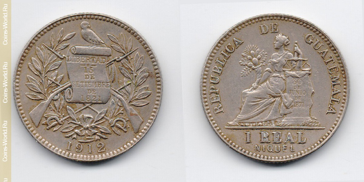 1 real  1912, Guatemala