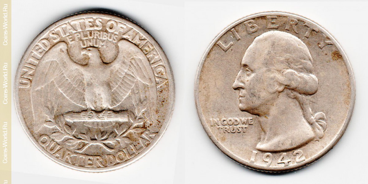 ¼ dollar 1942 USA