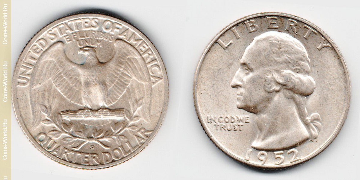 ¼ dólar  1952 D EUA
