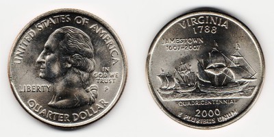 ¼ Dollar 2000 US-Bundesstaat Virginia