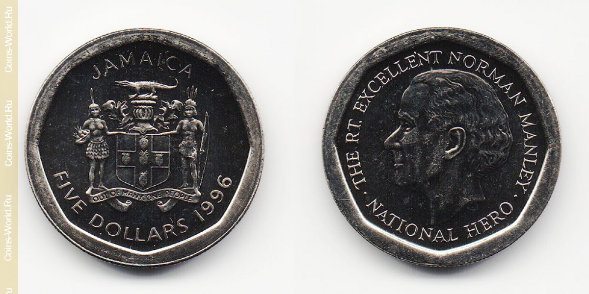 5 dólares  1996 Jamaica
