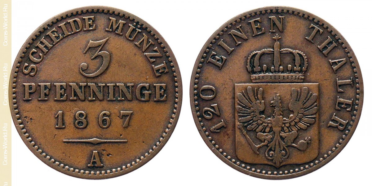 3 pfennig 1867 A, Prusia