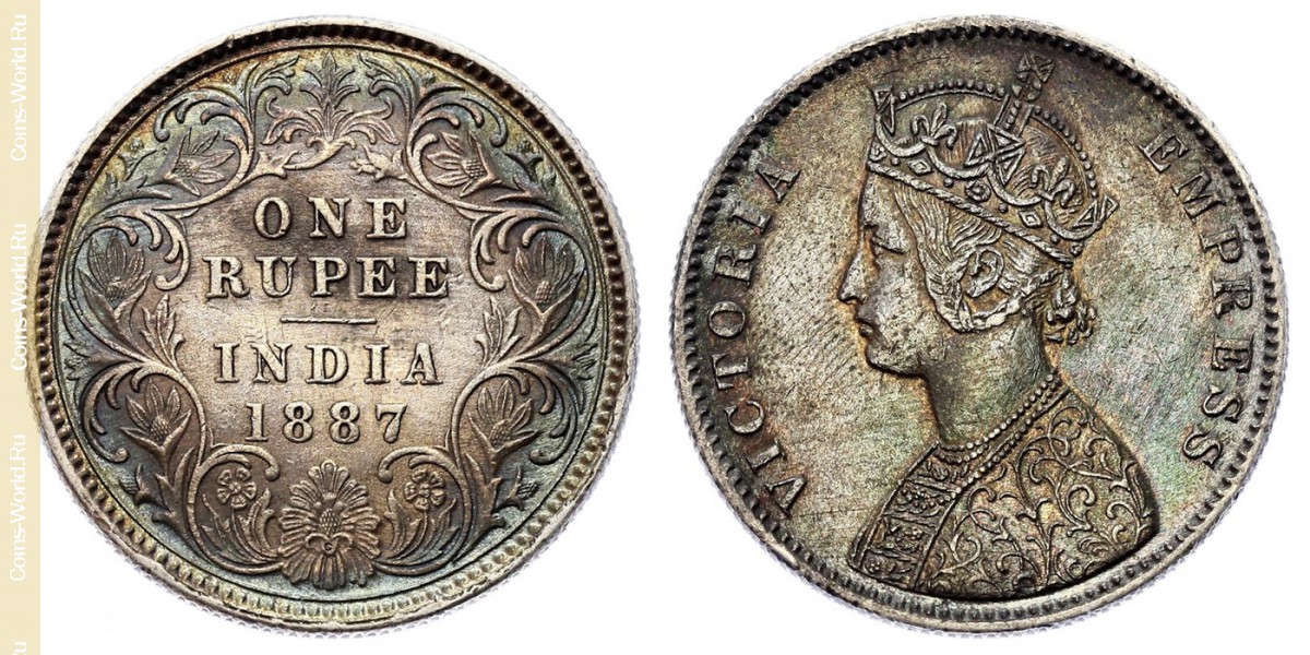 1 rupia 1887, India - Británica