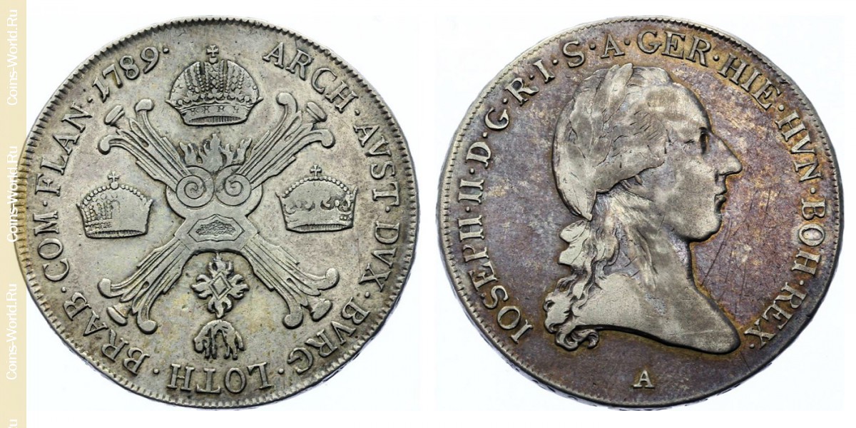 1/2 kronenthaler(coroatáler) 1789 A, Países Baixos Austríacos