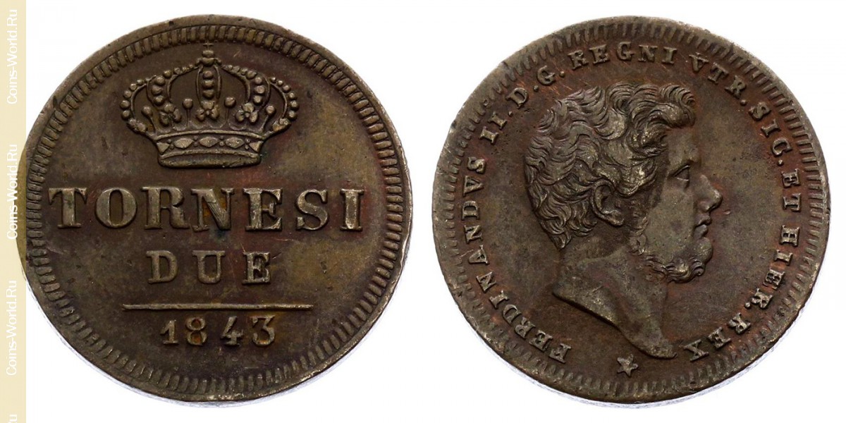 2 tornesi 1843, Duas Sicílias