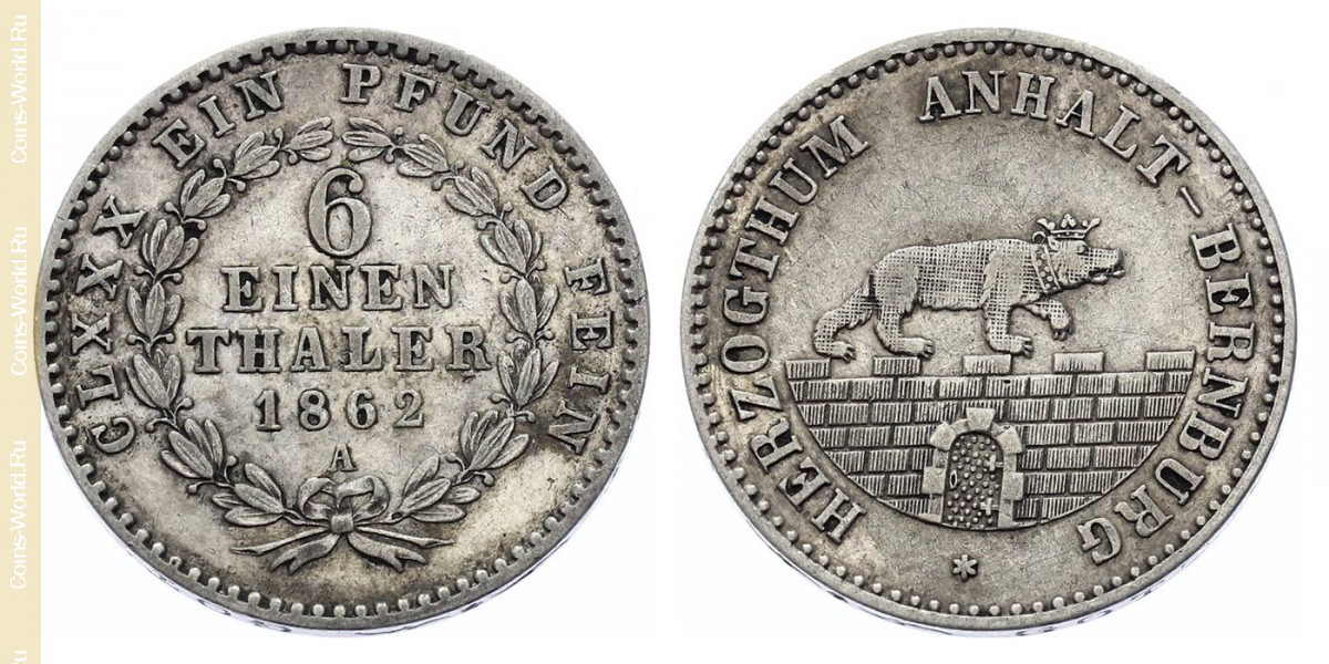 1/6 Táler 1862, Principado de Anhalt-Bernburgo