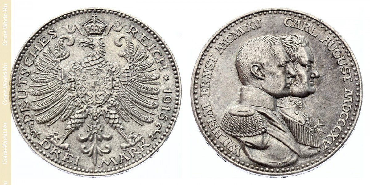3 Mark 1915, 100 Jahre Großherzogtum Sachsen-Weimar-Eisenach, Deutsches Kaiserreich