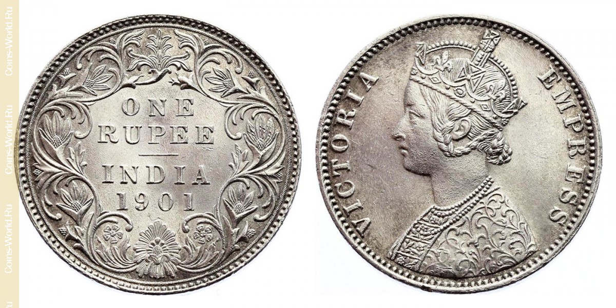 1 rúpia 1901, Índia - Britânica