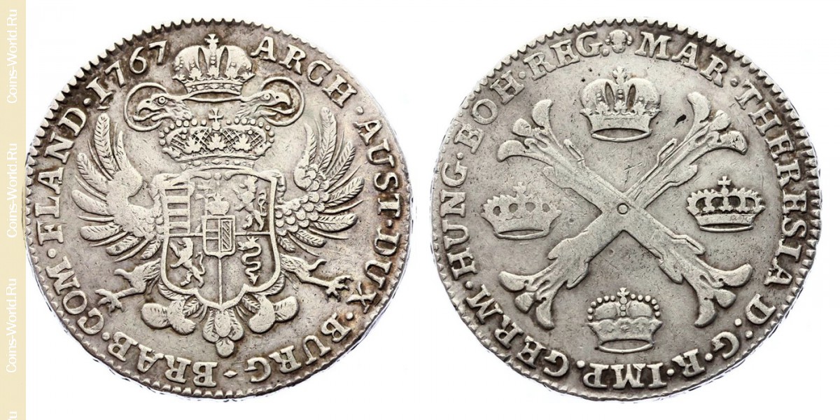 1 kronenthaler(coroatáler) 1767, Países Baixos Austríacos
