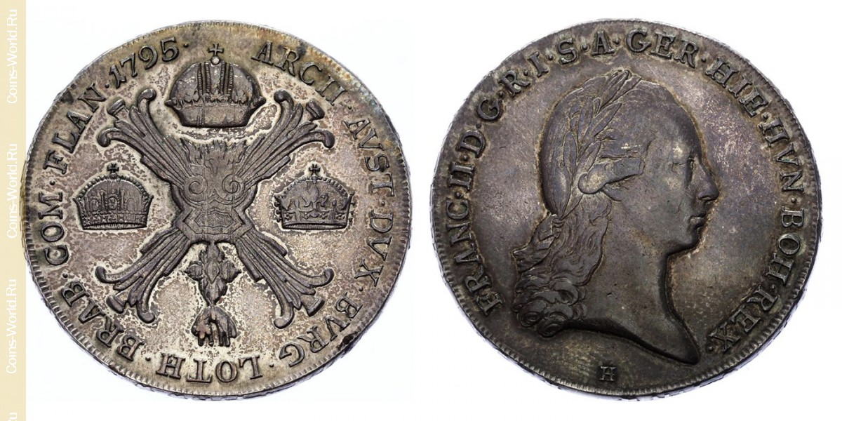 1 kronenthaler(coroatáler) 1795 H, Países Baixos Austríacos