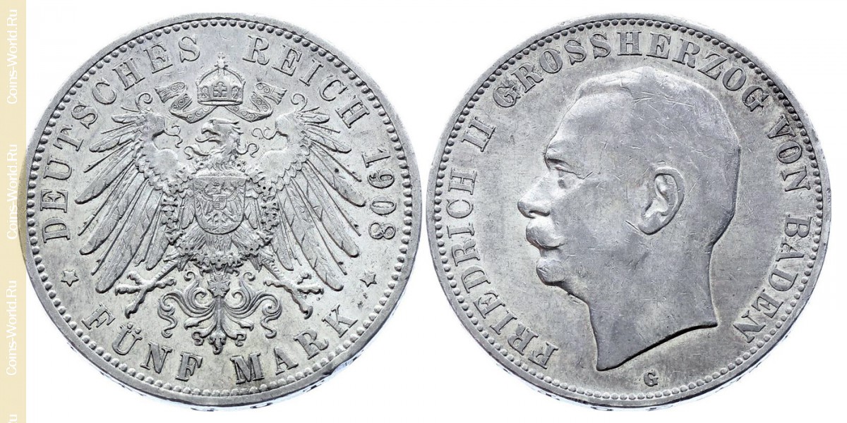 5 marcos 1908, Alemán (Imperio)