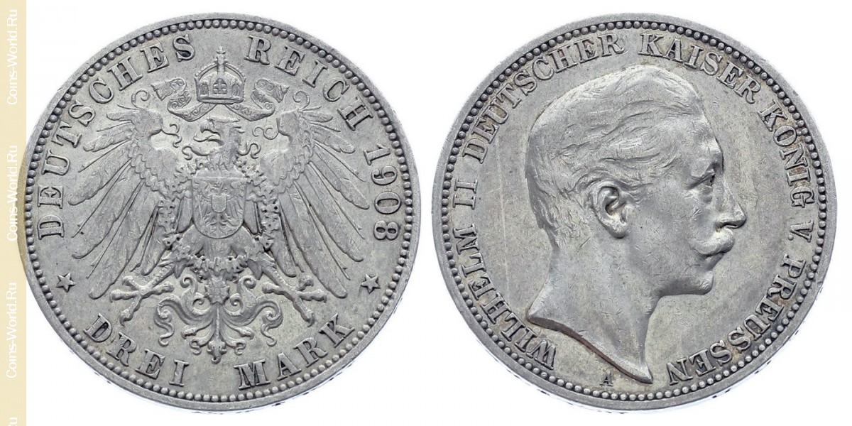 3 Mark 1908, Deutsches Kaiserreich