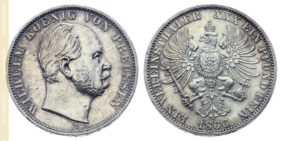 1 vereinstaler 1866 A, Prússia