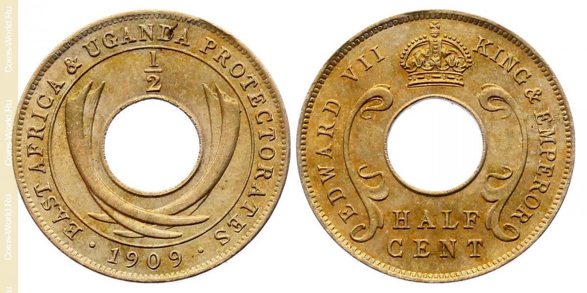 ½ centavo 1909, África Oriental Británica