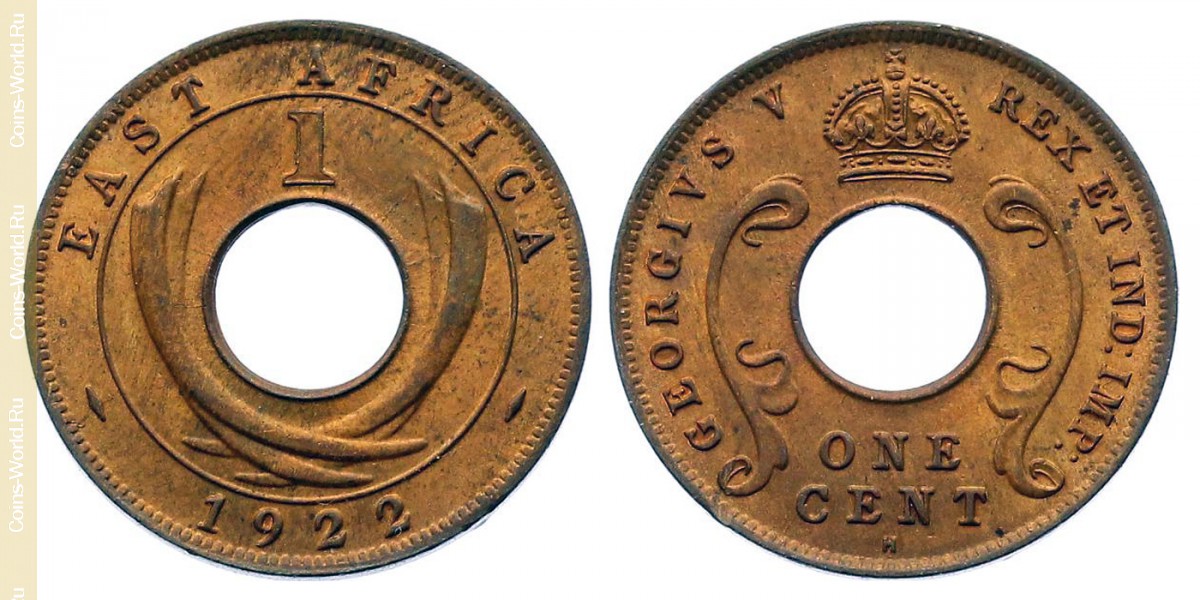 1 cêntimo 1922 H, África Oriental Britânica