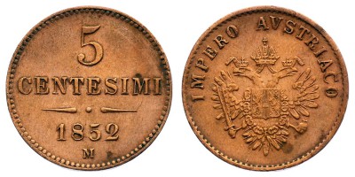 5 чентезимо 1852 года M