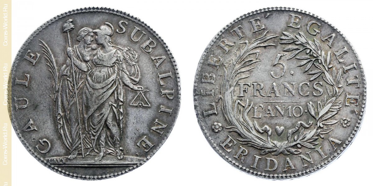 5 франков 1801 года, Пьемонт