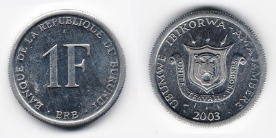 1 франк 2003 года