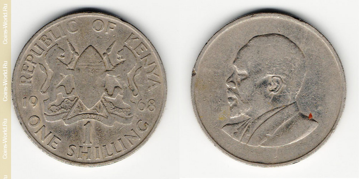 1 shilling 1968, Quênia