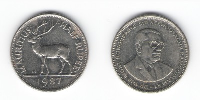 ½ рупии 1987 года