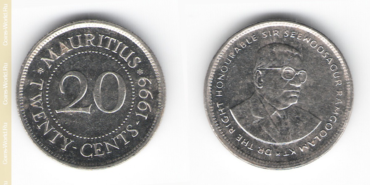 20 центов 1999 года Маврикий