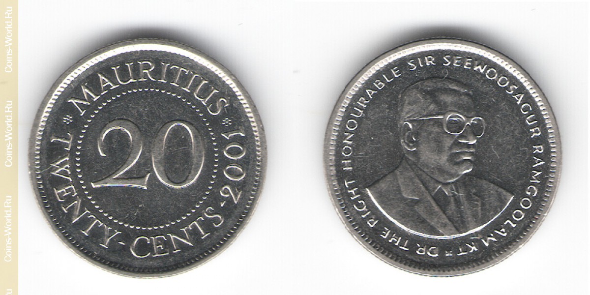 20 Cent 2001 Mauritius