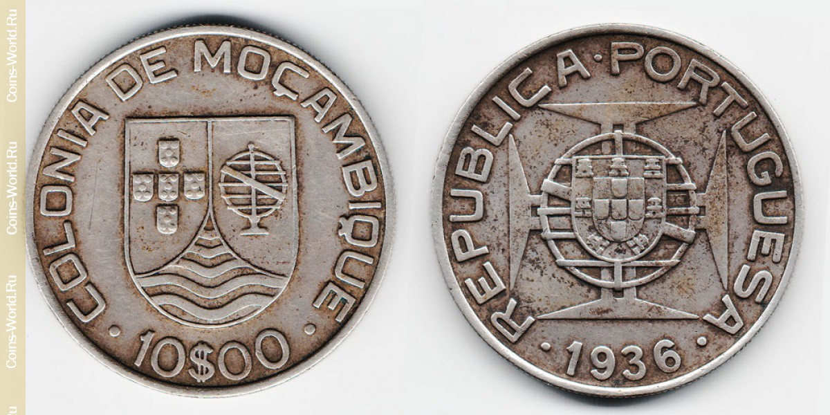 10 эскудо 1936 года Мозамбик