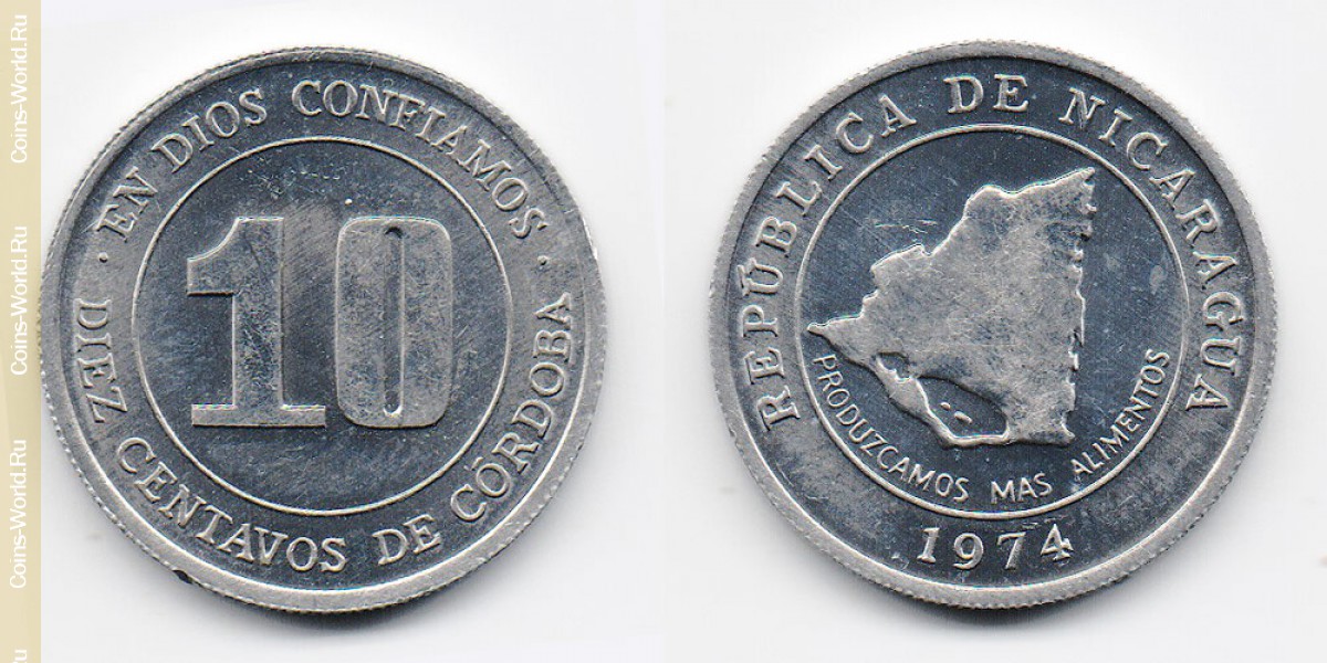 10 сентаво 1974 года Никарагуа