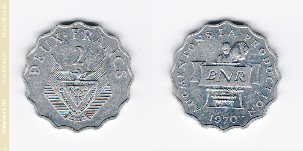 2 francs 1970 Rwanda