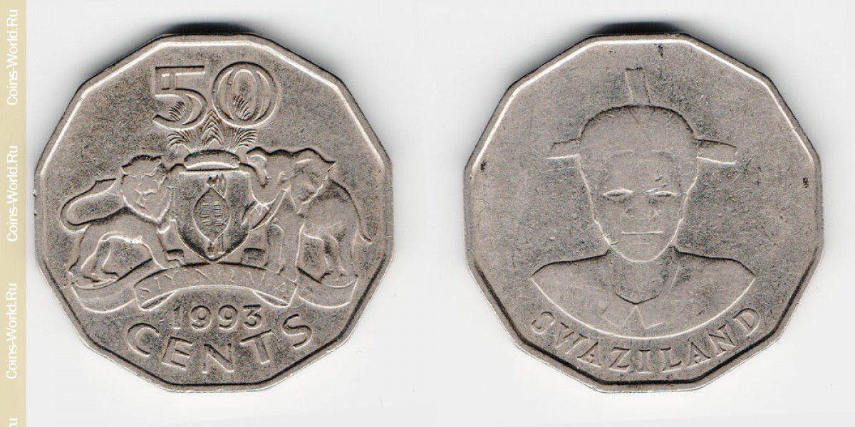 50 cents 1993 Swaziland