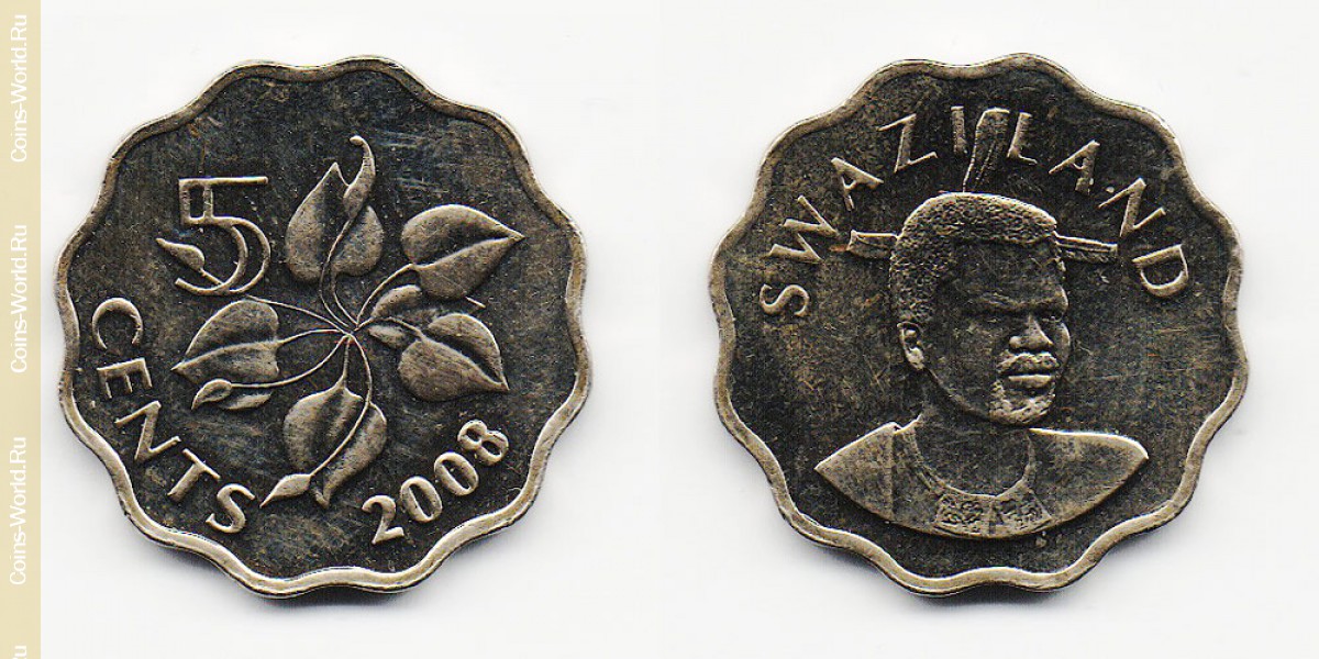 5 centavos 2008, Swazilandia