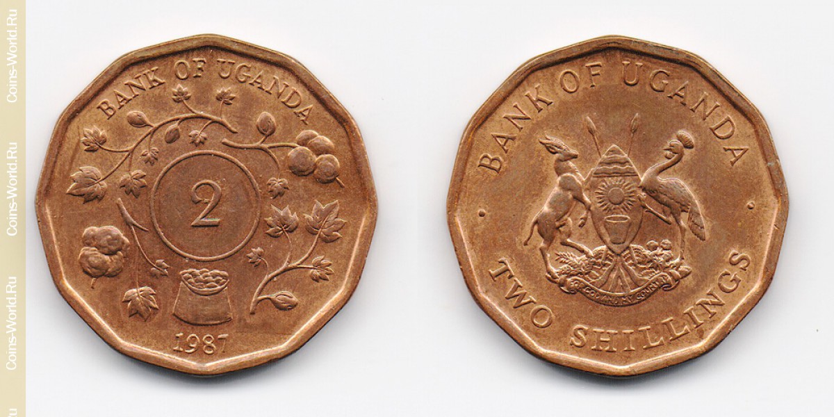 2 shillings 1987 Uganda