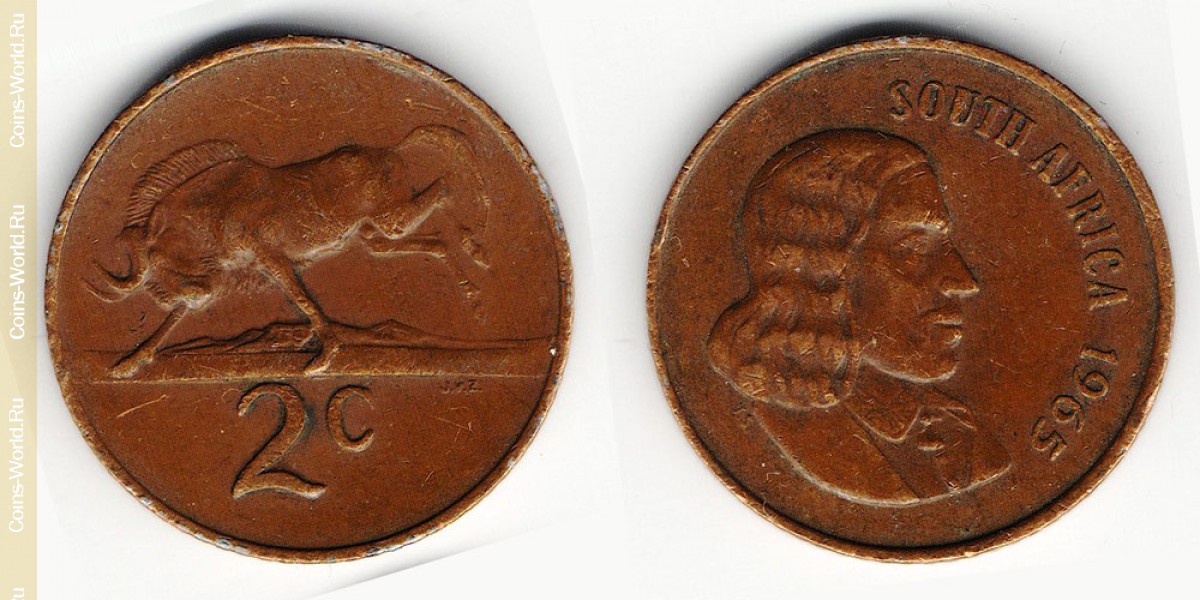 2 centavos 1965 Sudáfrica