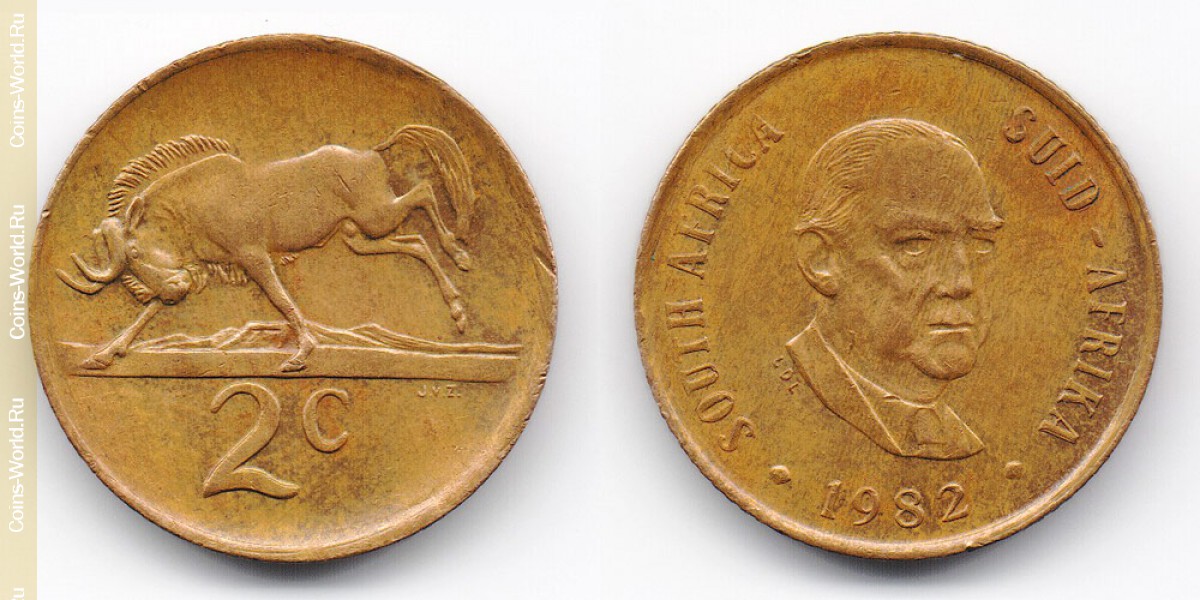 2 centavos 1982, Sudáfrica