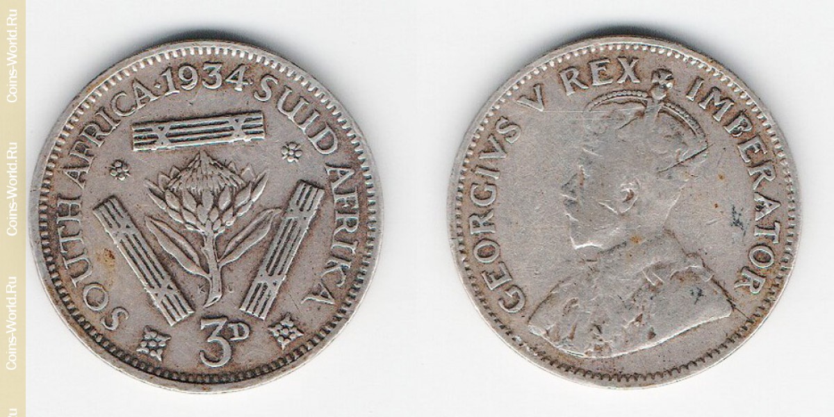 3 pence 1934 África Do Sul