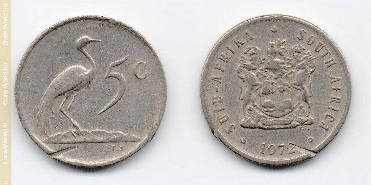 5 centavos 1972 Sudáfrica