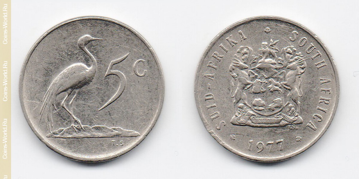 5 cêntimos 1977, África Do Sul