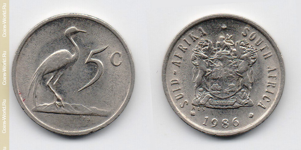 5 centavos 1986 Sudáfrica