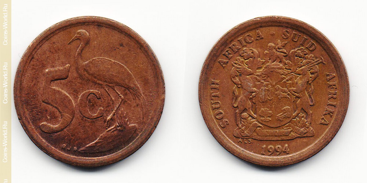 5 centavos 1994 Sudáfrica