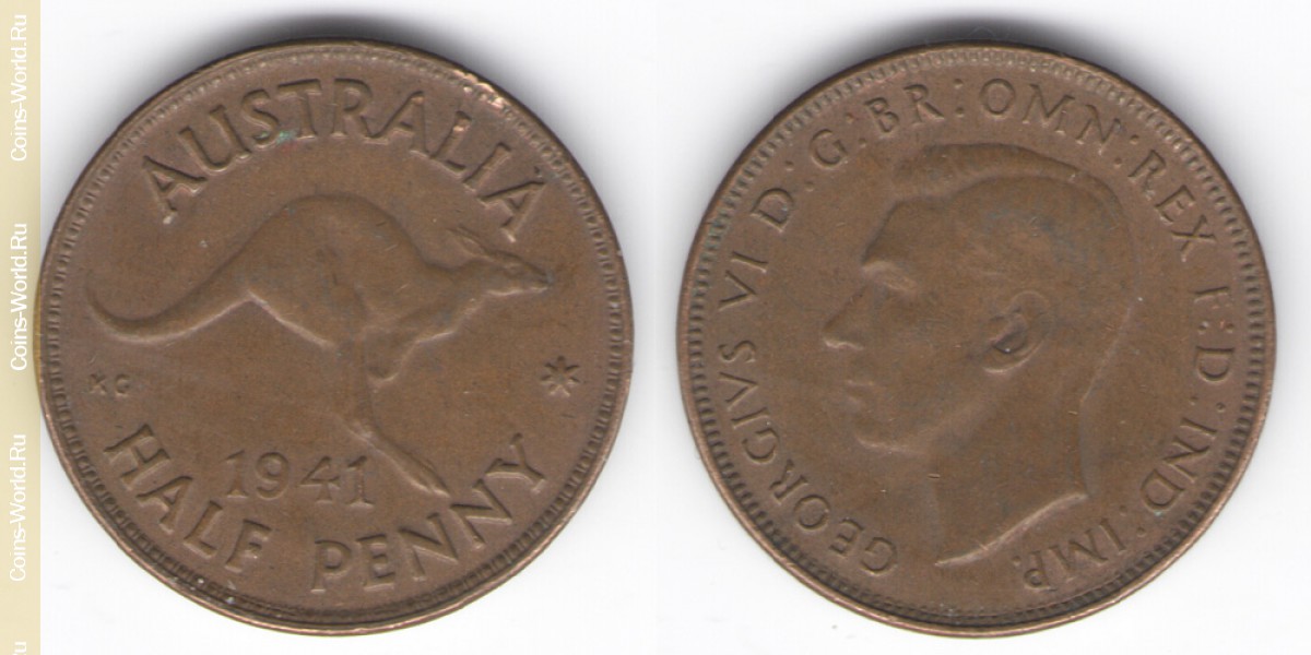 ½ penique 1941, Australia y las islas