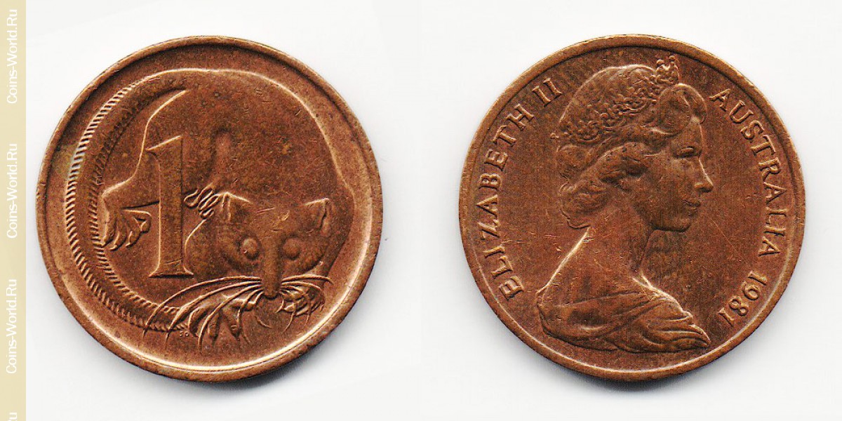 1 cent 1981 Australia-Coin: 1 cent 1981 country Australia, description in the catalog, the value of the coin. The rate is subject to state collectible coins.