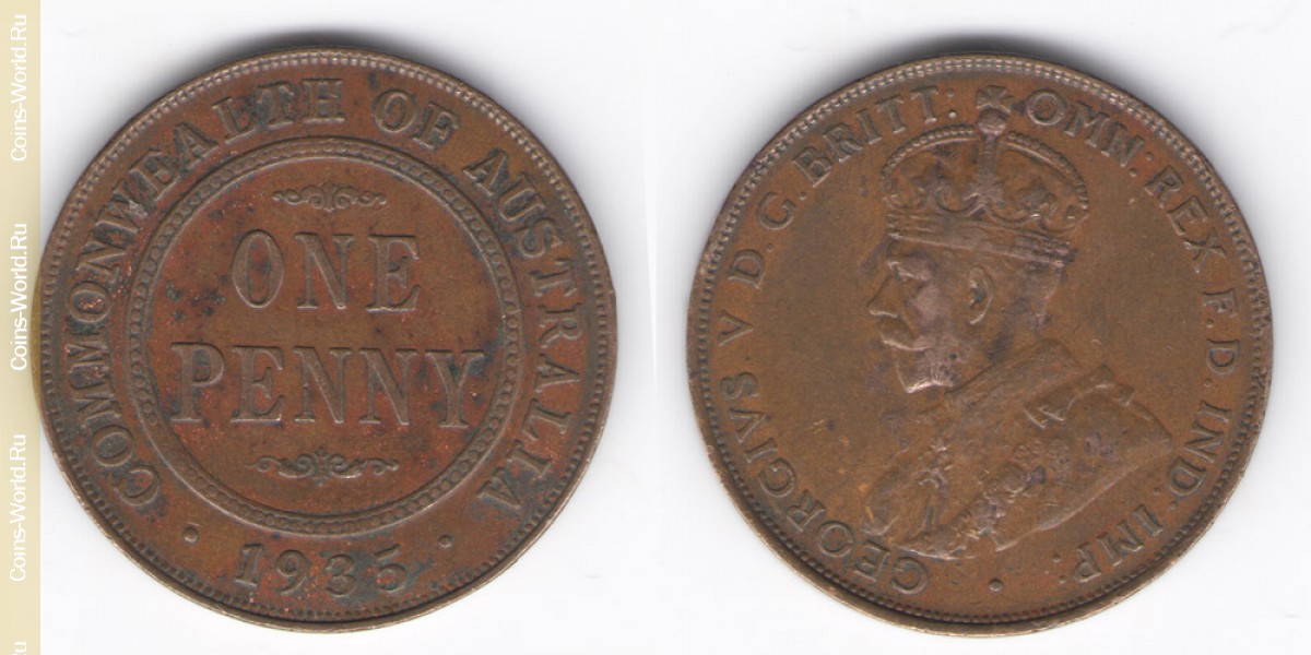 1 cêntimo  1935, a Austrália e as ilhas
