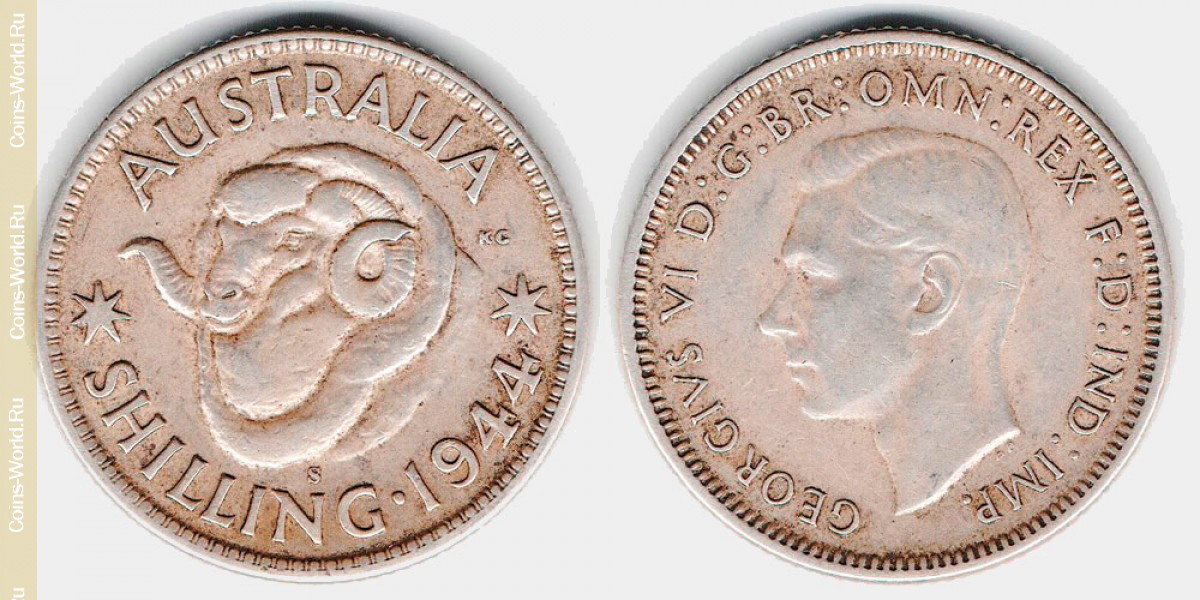 1 shilling  1944, Austrália