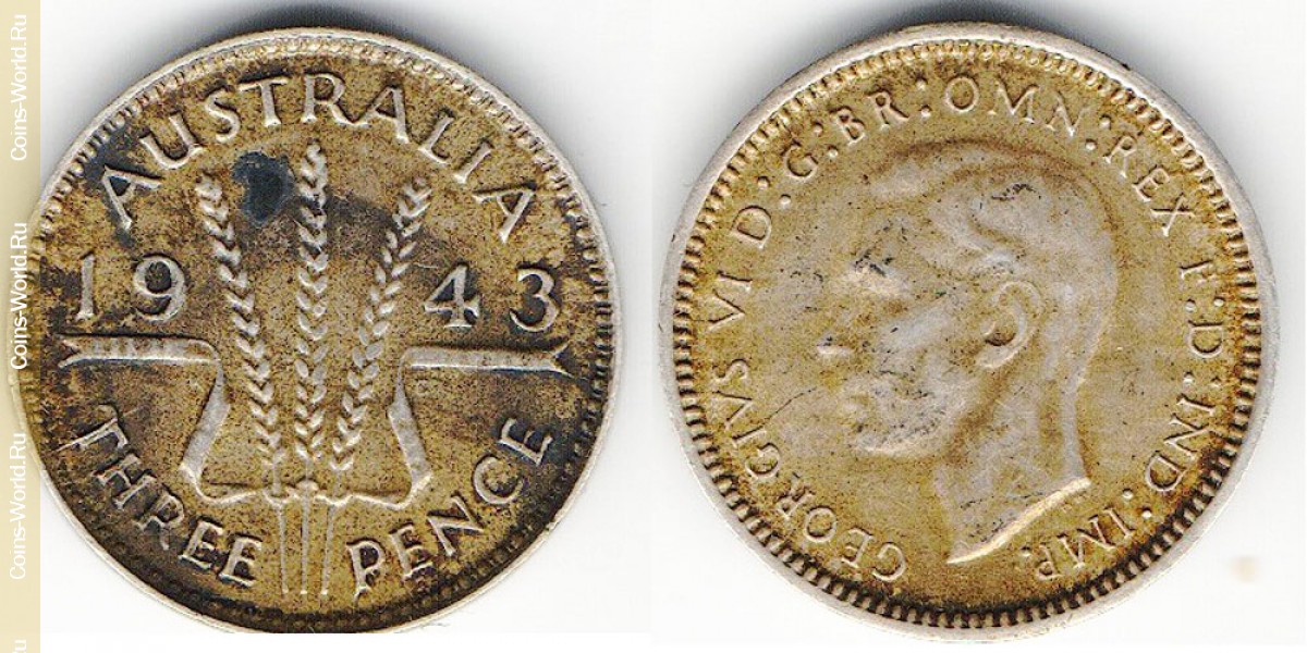 3 peniques  1943, Australia