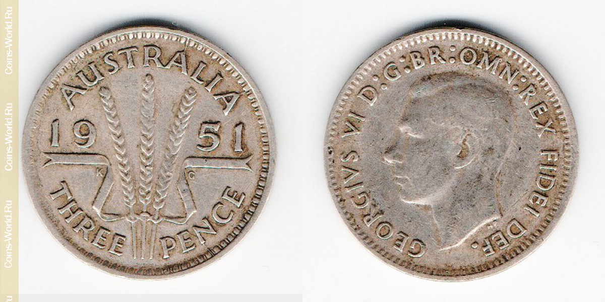 3 Pence 1951 Australien