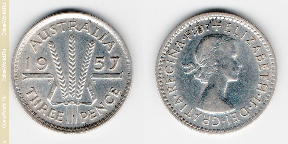 3 peniques  1957, Australia