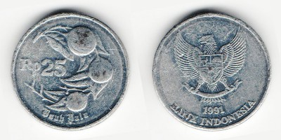 25 rupiah 1991