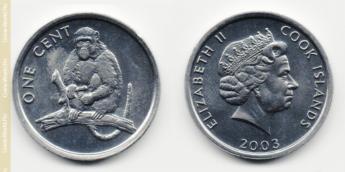 1 цент 2003 года Обезьяна Острова Кука