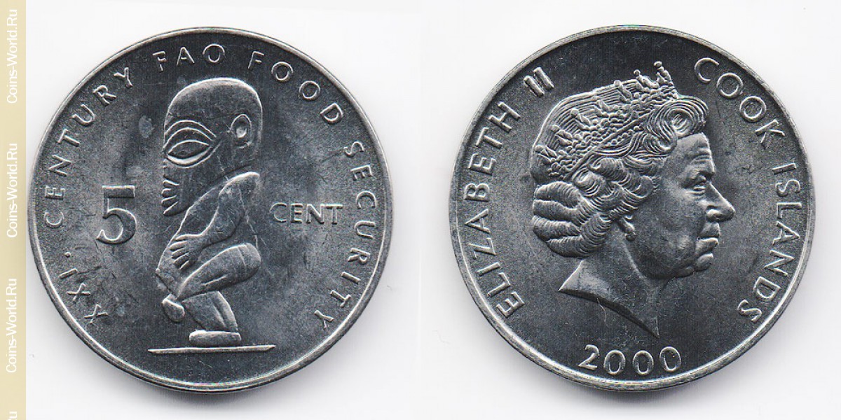 5 centavos do ano  2000 Ilhas Cook